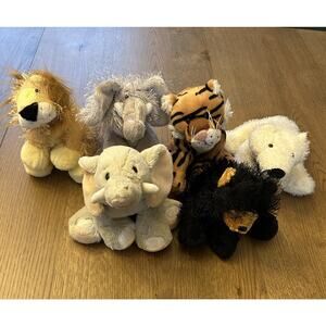 Ganz Webkinz Lot Of 6 Animal Plushes No Codes Lion Tiger Bear Elephant